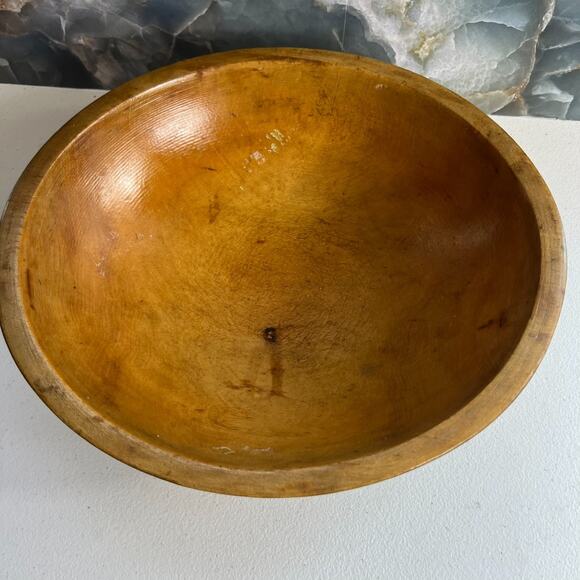 Munising Dough Bowl Wooden Hand Turned 11.5 in Vintage Rustic - Picture 2 of 9